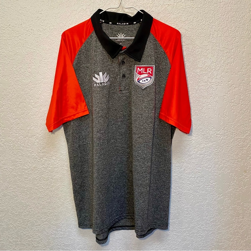 Paladin MLR Polo Men’s XL Grey & Red Major League Rugby Short Sleeve Golf Shirt